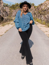 Load image into Gallery viewer, Plus Size Tie Neck Ruffled Blouse