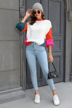 Load image into Gallery viewer, Color Block Round Neck Drop Shoulder Sweater