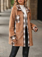 Load image into Gallery viewer, Plaid Contrast Dropped Shoulder Coat