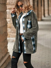 Load image into Gallery viewer, Plaid Contrast Dropped Shoulder Coat