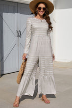 Load image into Gallery viewer, Striped Round Neck Long Sleeve Jumpsuit