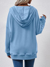 Load image into Gallery viewer, V-Neck Drop Shoulder Long Sleeve Hoodie