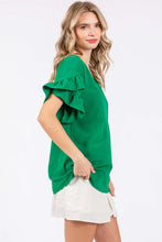 Load image into Gallery viewer, GeeGee Ruffled Short Sleeve V-Neck Blouse