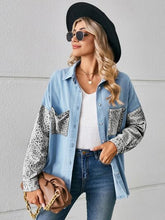 Load image into Gallery viewer, Leopard Button Up Denim Jacket