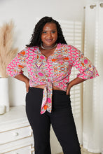 Load image into Gallery viewer, Double Take Tie Hem V-Neck Three-Quarter Sleeve Blouse