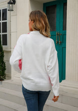 Load image into Gallery viewer, Two-Tone Collared Neck Dropped Shoulder Knit Top