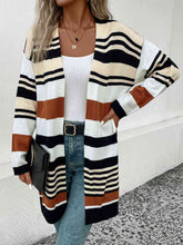 Load image into Gallery viewer, Striped Open Front Drop Shoulder Cardigan