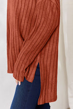 Load image into Gallery viewer, Basic Bae Full Size Ribbed Half Button Long Sleeve High-Low T-Shirt