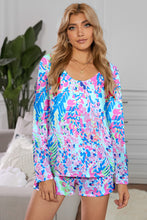 Load image into Gallery viewer, Round Neck Printed Top and Shorts Lounge Set
