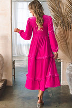 Load image into Gallery viewer, Frill V-Neck Balloon Sleeve Tiered Dress