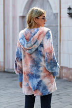 Load image into Gallery viewer, Tie-Dye Plush Hooded Jacket with Pockets