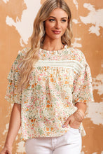 Load image into Gallery viewer, Floral Round Neck Short Sleeve Blouse