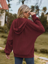Load image into Gallery viewer, Zip Up Drawstring Long Sleeve Hooded Jacket