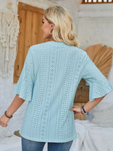 Load image into Gallery viewer, Eyelet Notched Half Sleeve T-Shirt