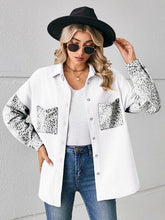 Load image into Gallery viewer, Leopard Button Up Denim Jacket