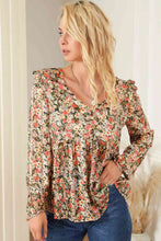 Load image into Gallery viewer, Floral V-Neck Babydoll Blouse