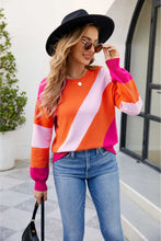 Load image into Gallery viewer, Color Block Ribbed Round Neck Sweater
