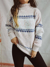 Load image into Gallery viewer, Geometric Mock Neck Dropped Shoulder Sweater