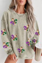 Load image into Gallery viewer, Sequin Round Neck Dropped Shoulder Sweatshirt