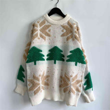 Load image into Gallery viewer, Snowflake Round Neck Long Sleeve Sweater