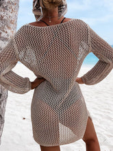 Load image into Gallery viewer, Openwork Tie Neck Cover-Up