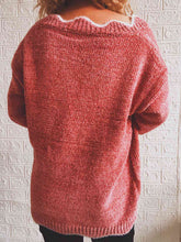 Load image into Gallery viewer, Notched Dropped Shoulder Long Sleeve Sweater