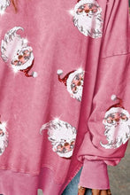 Load image into Gallery viewer, Sequin Santa Drop Shoulder Slit Sweatshirt