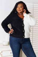 Load image into Gallery viewer, Woven Right Contrast Button-Front V-Neck Cardigan