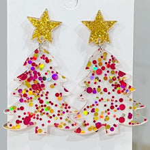 Load image into Gallery viewer, Christmas Tree Acrylic Dangle Earrings