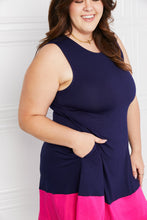 Load image into Gallery viewer, Yelete Full Size Two-Tone Sleeveless Mini Dress with Pockets