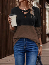 Load image into Gallery viewer, Two-Tone Crisscross Detail Sweatshirt