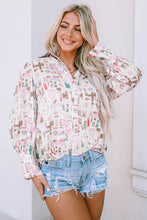 Load image into Gallery viewer, Printed Collared Neck Long Sleeve Shirt