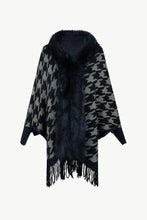 Load image into Gallery viewer, Houndstooth Fringe Hem Poncho