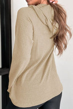 Load image into Gallery viewer, Waffle-Knit Button Up Drawstring Hoodie