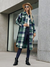 Load image into Gallery viewer, Plaid Pocketed Button Up Trench Coat