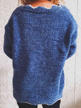 Load image into Gallery viewer, Notched Dropped Shoulder Long Sleeve Sweater