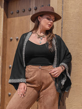 Load image into Gallery viewer, Plus Size Geometric Open Front Fringe Hem Cardigan