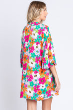 Load image into Gallery viewer, GeeGee Full Size Floral Round Neck Lantern Sleeve Mini Dress