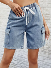 Load image into Gallery viewer, Drawstring Denim Shorts with Pockets