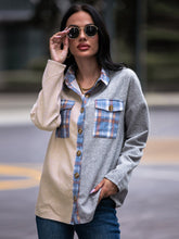 Load image into Gallery viewer, Plaid Contrast Drop Shoulder Shacket