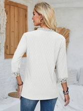 Load image into Gallery viewer, Lace Detail V-Neck Three-Quarter Sleeve Blouse