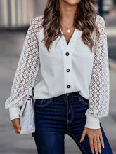 Load image into Gallery viewer, Lantern Sleeve V-Neck Button-Down Cardigan