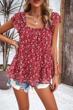 Load image into Gallery viewer, Printed Square Neck Cap Sleeve Blouse