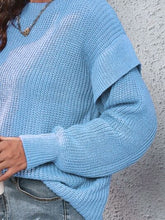 Load image into Gallery viewer, Ruffled Round Neck Dropped Shoulder Sweater