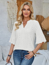 Load image into Gallery viewer, Eyelet Notched Half Sleeve T-Shirt