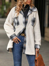 Load image into Gallery viewer, Plaid Contrast Dropped Shoulder Coat