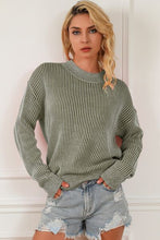 Load image into Gallery viewer, Striped Mock Neck Dropped Shoulder Sweater