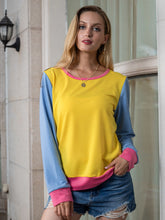 Load image into Gallery viewer, Contrast Round Neck Long Sleeve Top