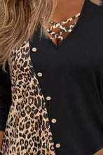 Load image into Gallery viewer, Crisscross Leopard V-Neck Long Sleeve T-Shirt
