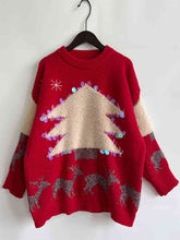 Load image into Gallery viewer, Sequin Christmas Tree &amp; Reindeer Round Neck Sweater